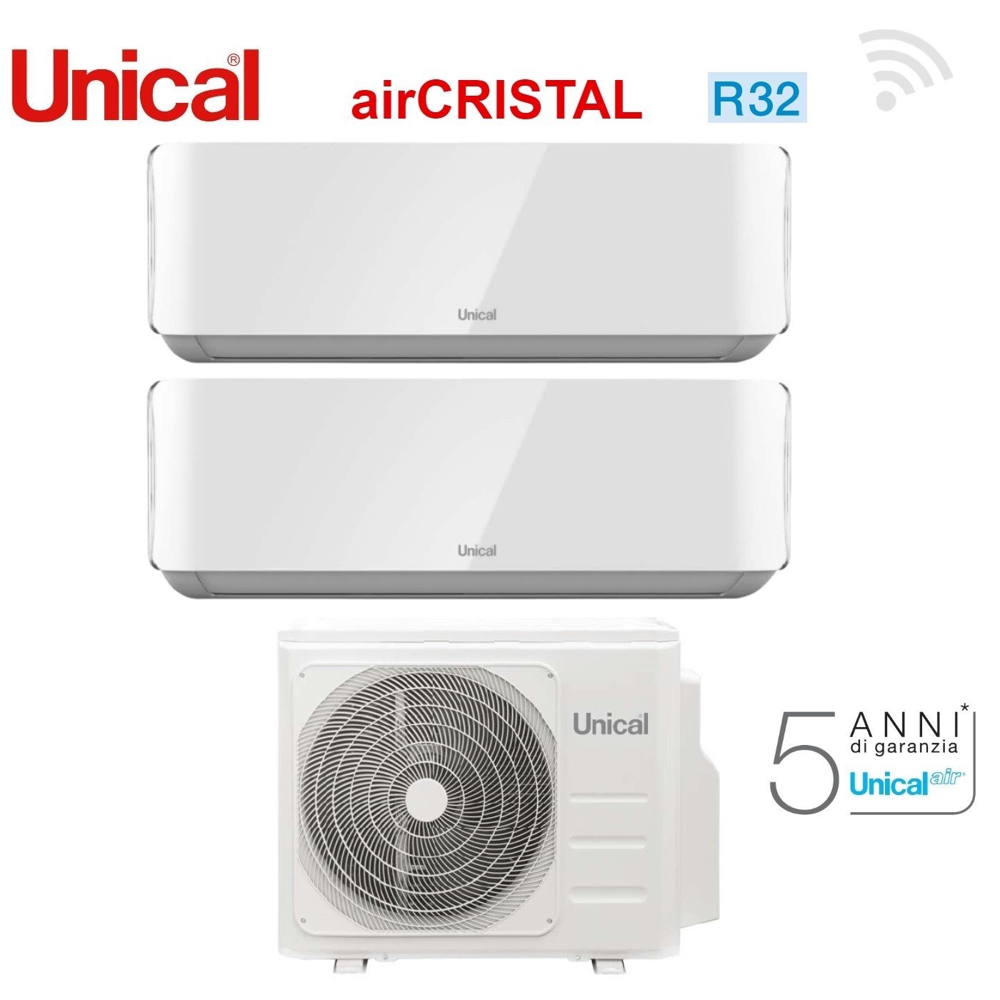 Condizionatore UNICAL Dual Split AIR CRISTAL 10+13 BTU Wi-Fi Optional